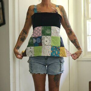 Sm/Med/Lg Handmade, Hippie, Patchwork, Open Back, Halter Top